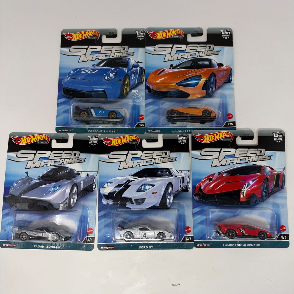 Hot Wheels Premium Speed Machines Complete Set Real Riders Porsche Mclaren Ford